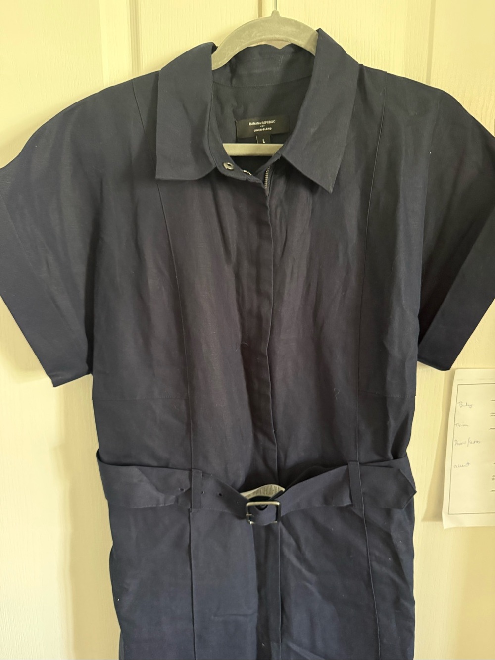 Banana Republic Navy Short-Sleeve Belted Trench